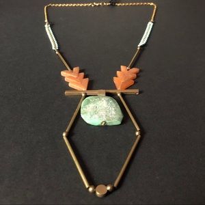 Papaya Aventurine, Mixed Material Necklace